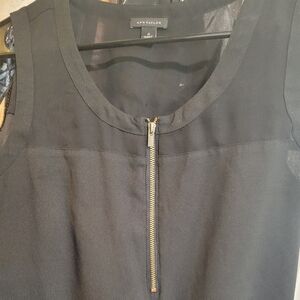 Black Sleeveless Top with Zipper Detail